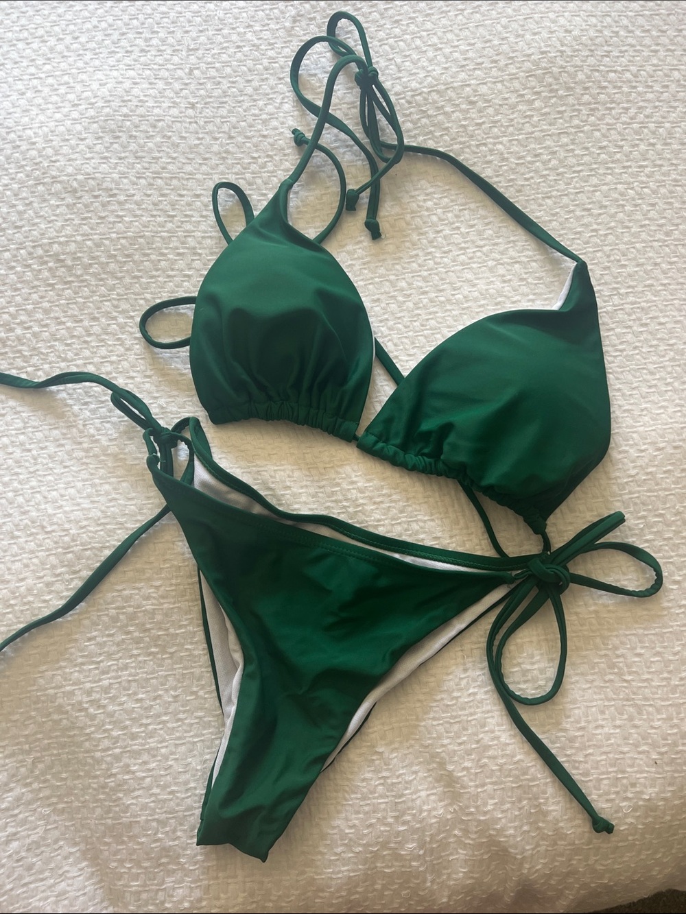 Green Tie-Side Triangle Bikini Set